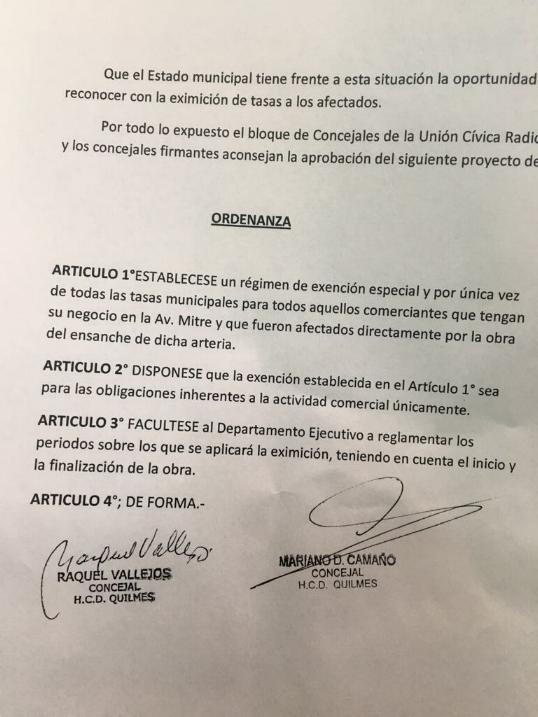 Piden exceptuar del pago de tasas a los comercios afectados por las obras de Mitre
